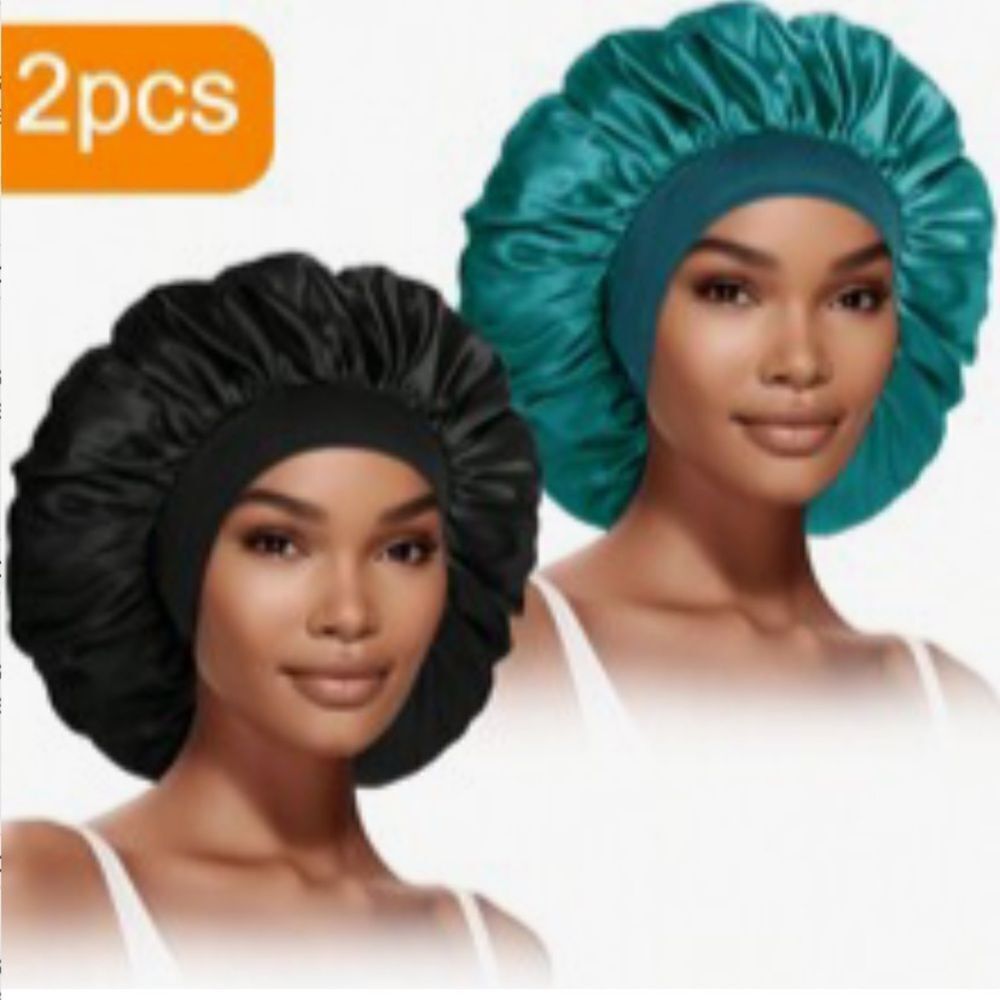 3for$20 2pcs( black & turquoise) Women Bonnets, Solid Color Wide Brim Elastic